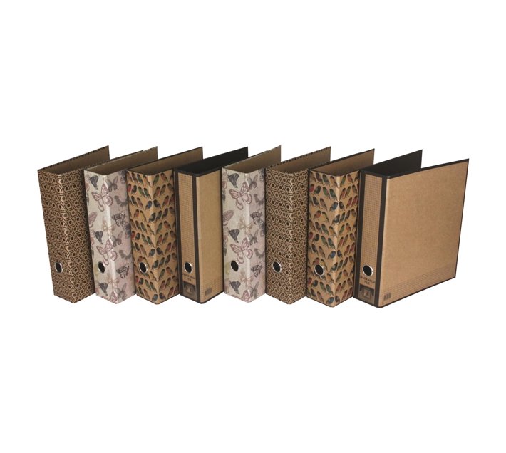 Files 8 Pack Designer Assorted Kraft Lever Arch. Makro