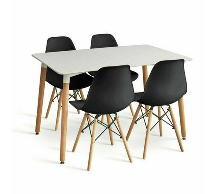 Someone’s in a Makro Dining Table & 4 Wooden Dining Chairs Black Mood