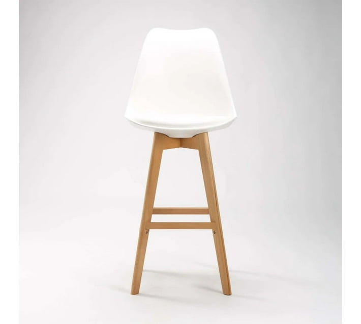 Lica Wooden Leg Barstool White Leather Bar Stool Makro