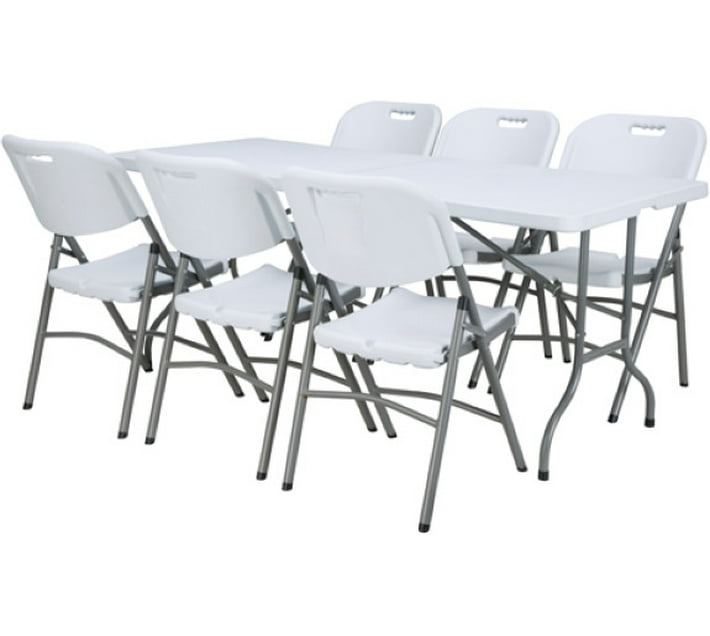 Folding Table Set Heavy Duty Picnic Set (6 Chairs + Table) Plastic