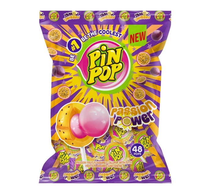 Buy Aldor Pin Pop Passion Power Passion Fruit Flavoured Lollipop