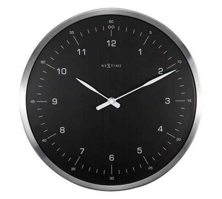 NeXtime 33cm 60 Seconds Glass/Metal Round Wall Clock Black Makro
