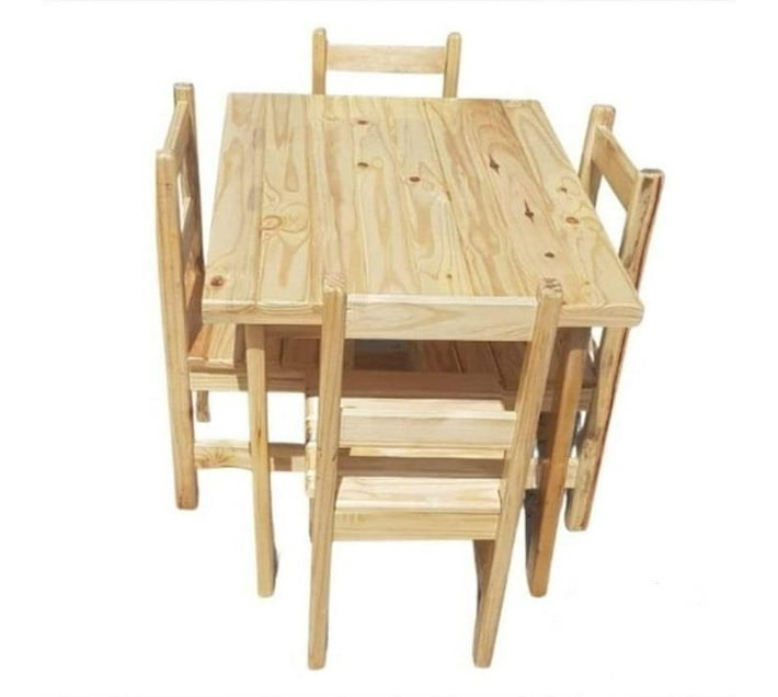 Pine Dinner Table with 4 Chairs Makro