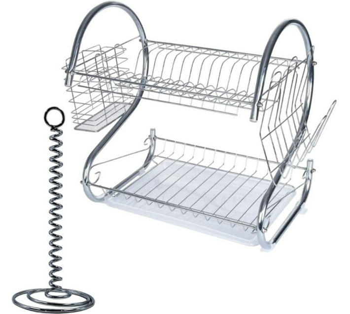 Wobuciko Stainless Steel Dish Rack Organizer With Serviette Roll Holder