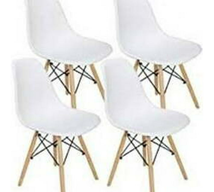 SHAH s Solid Wood Dining Chair Set of 4 Finish Colour White Makro