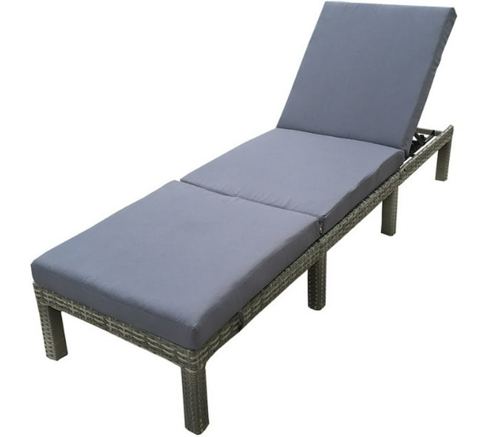Seagull DELUX RATTAN LOUNGER 195CM Fabric Lounger (Finish Colour Grey