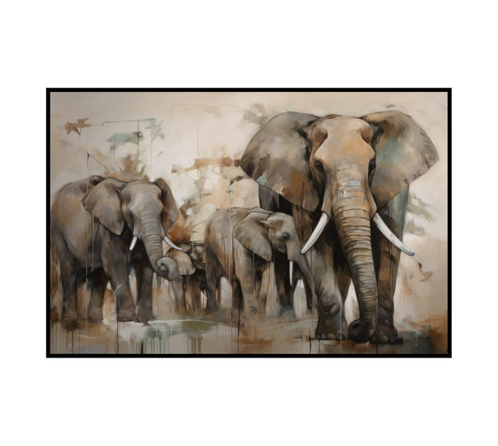 Someone’s in a Makro Canvas Wall Art - Two Elephants and Two Calves ...