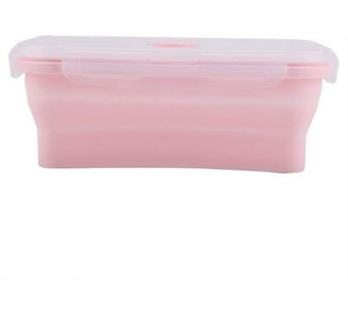 TGT 350ml Folding Silicone Lunch Box Food Storage Container Pink 1