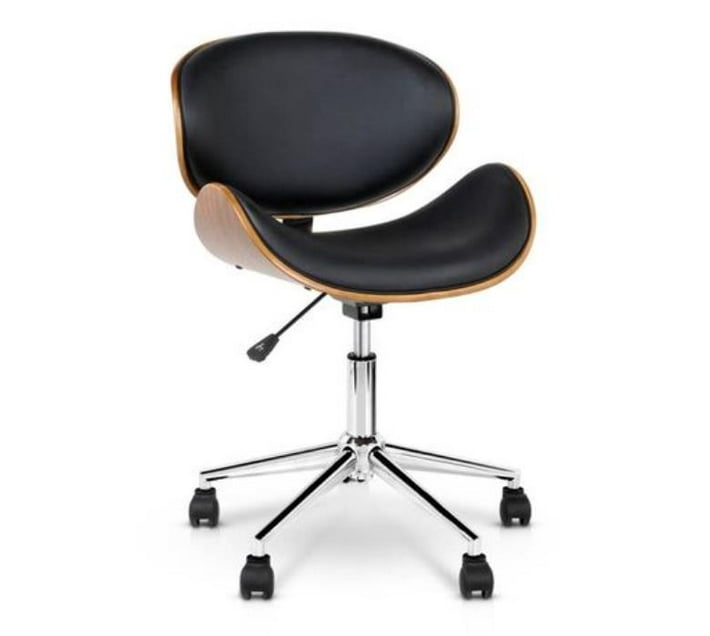 Stylish Wooden and PU Leather Office Desk Chairs - Black | Makro