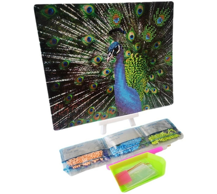 Umlozi Diamond Paintings DIY With Easel(21 x 25cm) Peacock Diamond