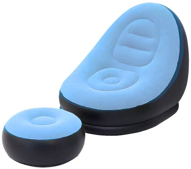 PHASFBJ Inflatable Lounge Chair With Mini Air Pump Power, S Shape Inflatable Sofa, Foldable And Wear-Resistant,Suitable For Outdoor, Travel, Camping, Swimming Pool, Beach,White
