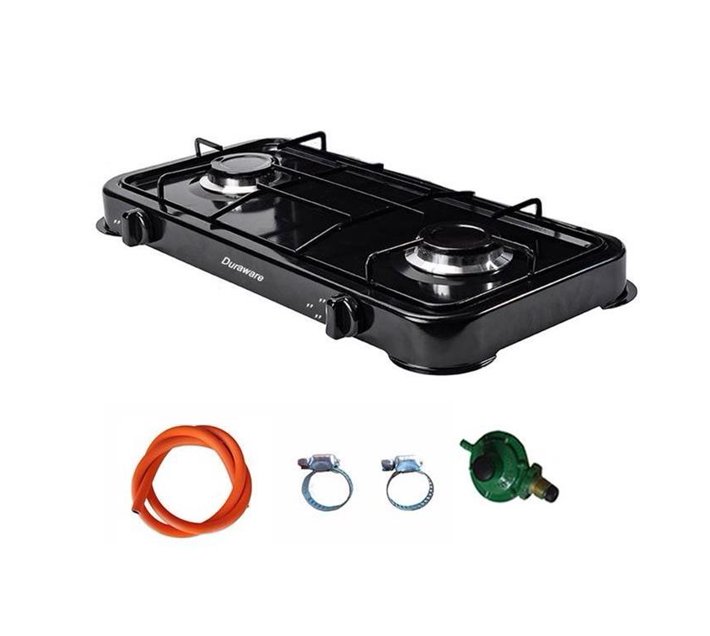 2 Plate Gas Stove 2 Burner Stainless Steel Including Ful Set Black