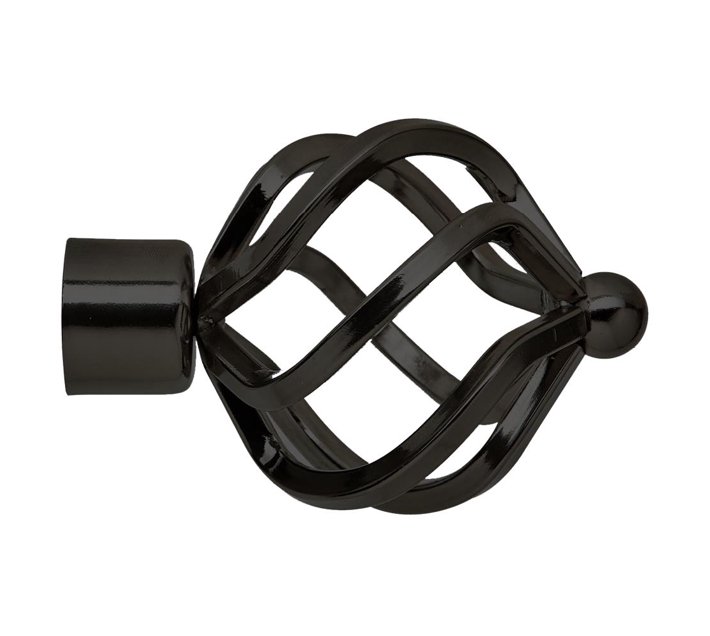 32mm Steel Rod Finial Flat Twist Black (1) Makro