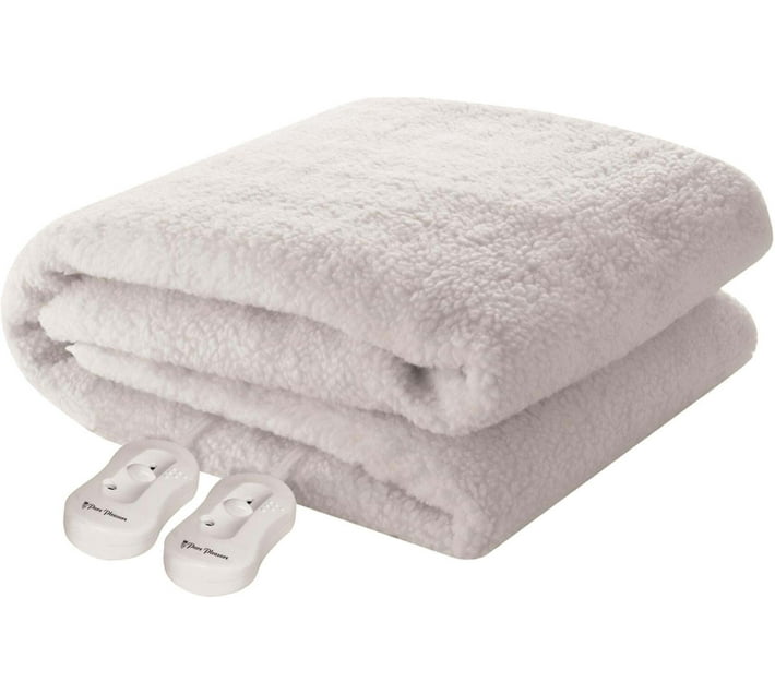 Pure Pleasure Solid Double Electric Blanket for Heavy Winter (Fur, Grey