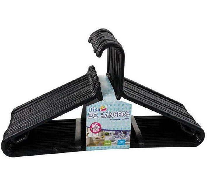 Disa NA Plastic Pack of 80 Hangers For Coat (Black) Makro