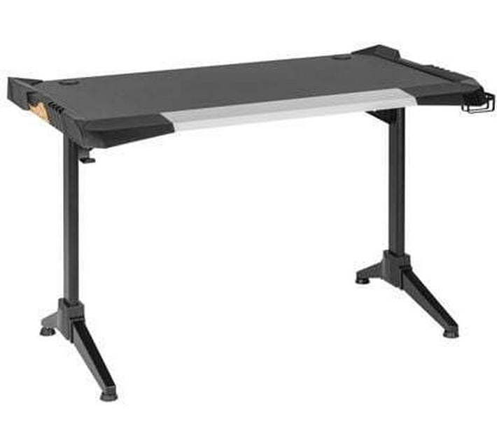 LASA 124cm Gaming Black Desk with Steel Frame Metal Portable Laptop Table Finish Colour Black Makro