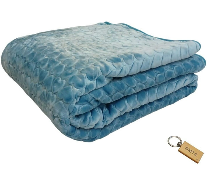 SMTE Floral Queen Comforter for Mild Winter (Woollen Blend, Blue) Makro