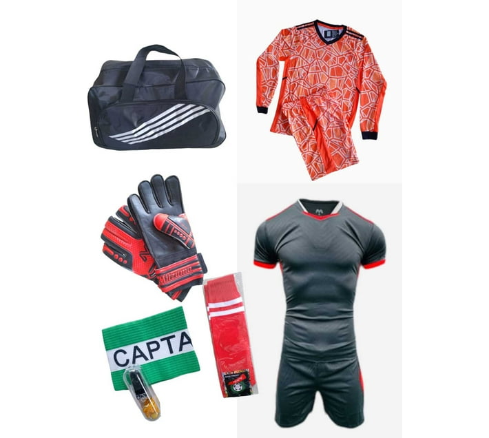 tradesia sports PRU Grey Neon Orange Football Kit Makro