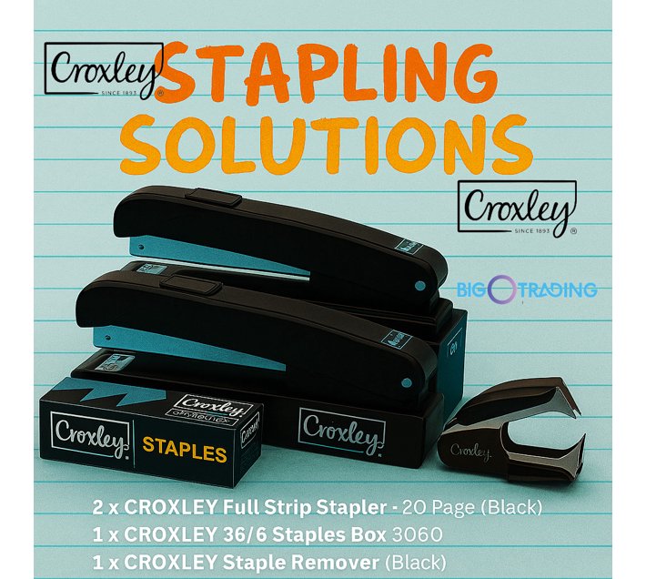 Buy Croxley 2x Staplers/ 1x Staples Box/ 1x Staple Remover Stapler ...