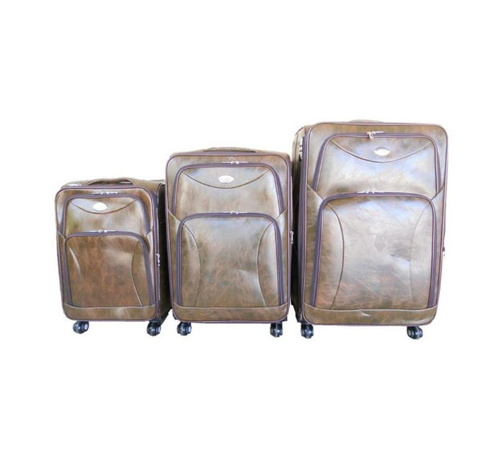 Sastro - Luggage Set of 3 PU Leather Travel Suitcases 28'24'22' inch ...