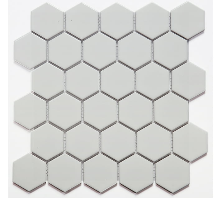 Earthstone Porcelain Mosaic - Medium White Hexagon (per sheet) Satin ...