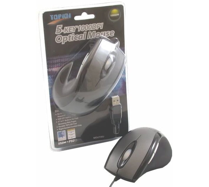 Buy TOP101 USB OPTICAL 5 KEY MOUSE Wired (USB 2.0, Black) in Bulk ...