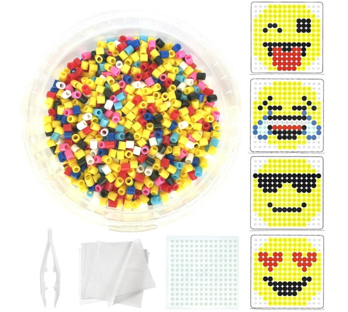 Ironing Beads Emoji Face Fun (1 Small Peg/4 Cards) Bucket Kit Makro