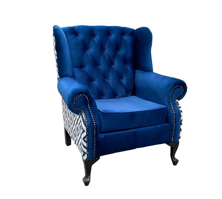 Wing Back Comfortable Chair Turquoise Blue Dice Makro