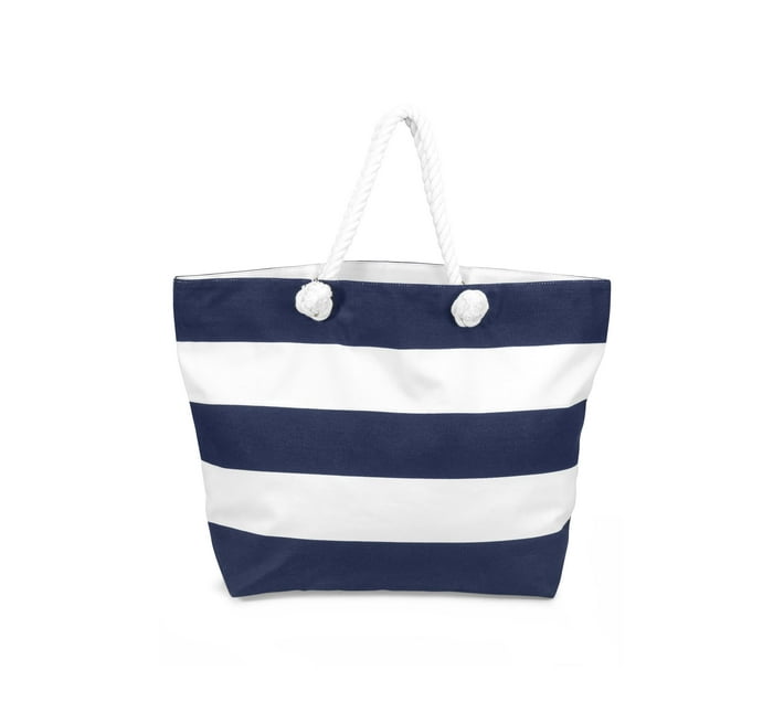 Someone’s in a Makro US Basic Coastline Cotton Beach Bag - Navy Mood