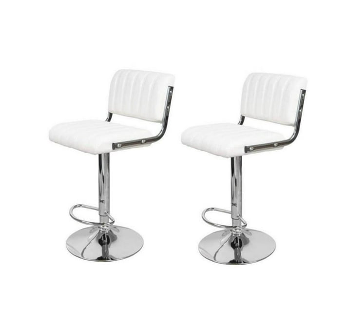 White Kitchen Bar Stools with Chrome Base - Pack of 2 | Makro