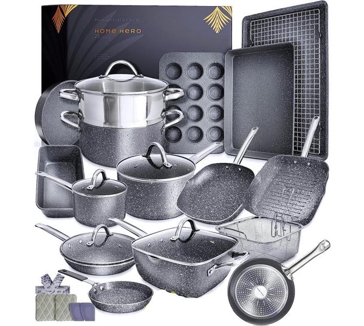 23 Piece Nonstick Kitchen Pots & Pans Cookware Set Induction Cookware