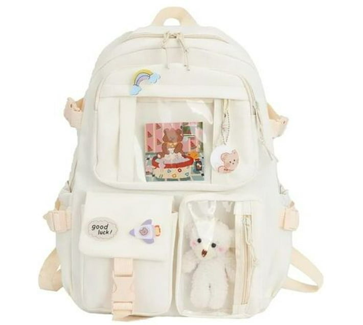 GENERIC Multi Pocket Adjustable Straps Backpack School Bag Cute For Kids White 15 l Backpack White Makro