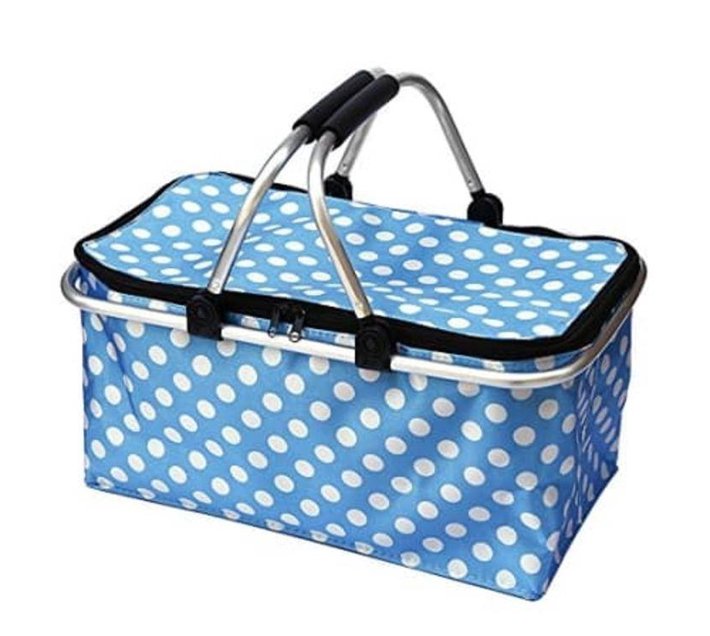 Large Bag Collapsible Picnic Basket Blue Makro