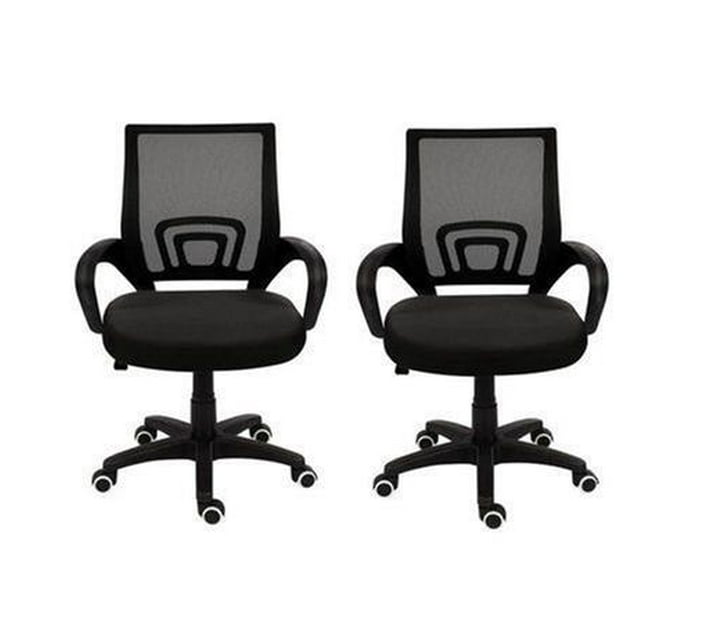 Office Chairs Ergonomic MidBack 2 Pack Black Color Makro
