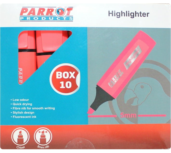 Parrot Products Highlighter Marker Box (10 Markers - Pink) (Pink) | Makro