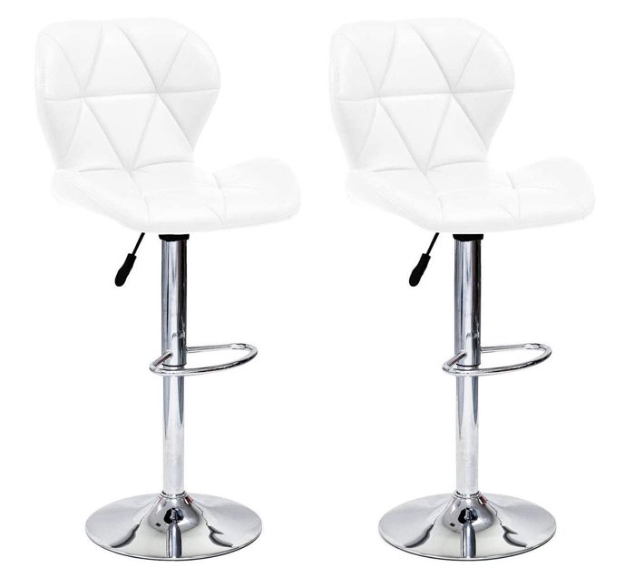 Hazlo Set of 2 Adjustable Kitchen Bar Stools White