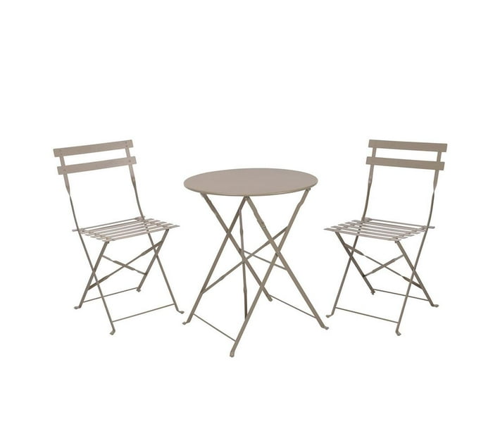 Metal Bistro Chairs & Table Set of 3 Foldable Design Makro