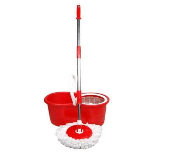 Magic Spin Mop And Plastic Bucket Set Rotating 360° Green Red Makro