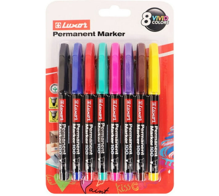 Luxor Permanent Markers 8 Vivid Colors Makro