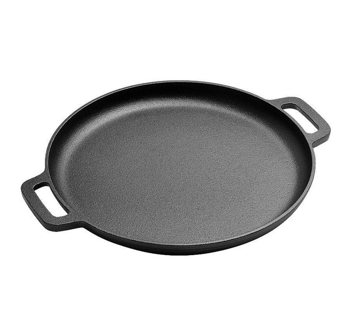 Pruchef Heavyweight Round Cast Iron Griddle Skillet Pan 35cm