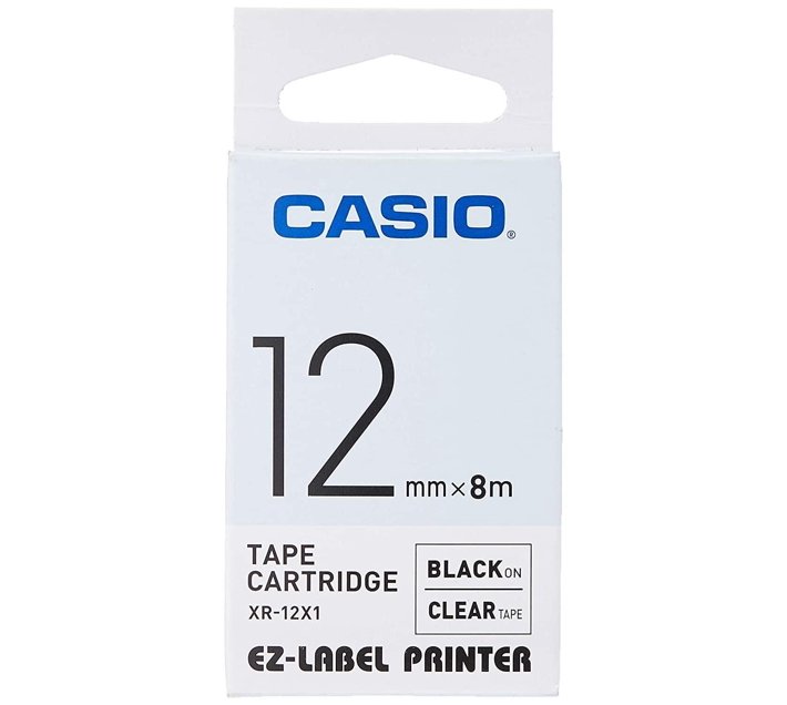 CASIO 12mm BLACK ON CLEAR TAPE Makro