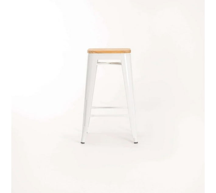 Wageng Kitchen Stool With Wood Metal Bar Stool (Finish Colour White